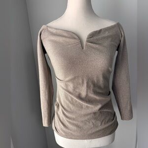 Nicole Miller Atelier Metallic Off-Shoulder Top with Zipper